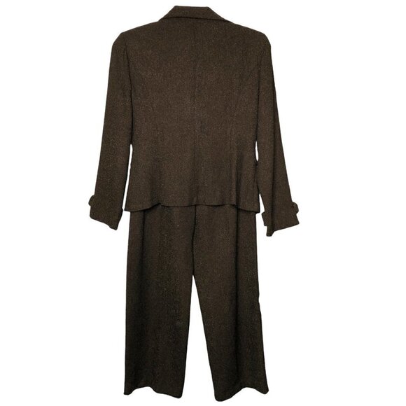 New CONNECTED PETITE - Brown & Tan Speckled 2-Piece Blazer & Pant Suit - Size12P - Picture 2 of 10